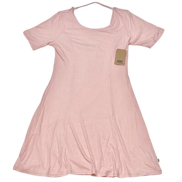Vans Casual Short Sleeves Dress Junior Large Solid Pink Crew Neck Shirt New Tags - Picture 1 of 6